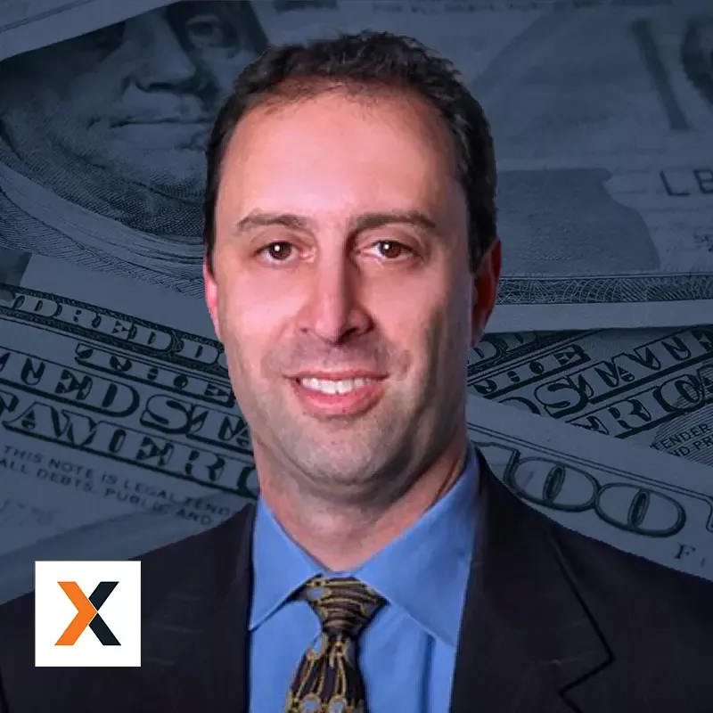 headshot of Jason Rothbaum with money in background